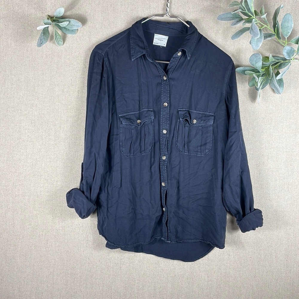 Harper > Black Distressed Button Down Medium